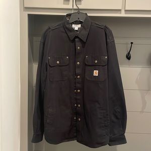 Mens Carhartt Flannel linned front button shirt jacket Large